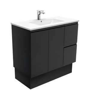 Dolce Fingerpull Satin Black 900 Vanity On Kickboard - Washbasin cabinet by Fienza