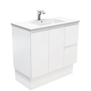 Dolce Fingerpull Satin White 900 Vanity On Kickboard - Washbasin cabinet by Fienza