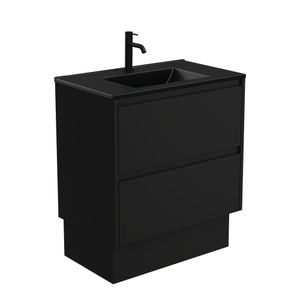 Dolce Matte Black Amato 750 Satin Black Vanity On Kick - Washbasin cabinet by Fienza