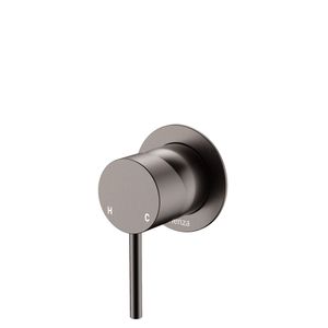 Kaya Wall Mixer, Small Round Plate, Gun Metal - Tap by Fienza