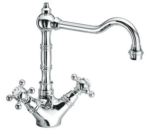 Classic Kitchens Two-handle sink mixer with swivel spout, 245 mm high, center distance 225 mm long - Tap by Fir Italia