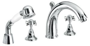 Canterbury 30 Four-hole deck-mounted bath mixer with diverter and shower set - Shower by Fir Italia