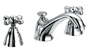 Alison 33 Three-hole wash basin mixer, 95 mm high, center distance 130 mm long, with pop-up drain and pull-rod - Tap by Fir Italia