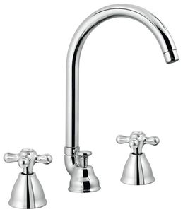 Alison 33 Three-hole wash basin mixer, 300 mm high, center distance 200 mm long, with pop-up drain and pull-rod - Tap by Fir Italia