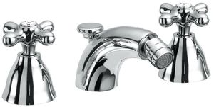 Alison 33 Three-hole bidet mixer with spout, 80 mm high, center distance 105 mm long, with pop-up drain and pull-rod - Tap by Fir Italia
