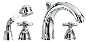 Alison 33 Four-hole deck-mounted bath mixer with diverter and shower set - Shower by Fir Italia