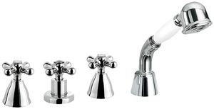 Alison 33 Four-hole deck-mounted bath mixer with diverter and shower set, without spout - Shower by Fir Italia
