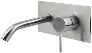 CleoSteel 48 External part for wall-mounted built-in basin mixer with plate, 210 mm long, center distance 200 mm long - Tap by Fir Italia