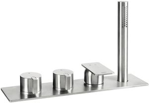 PlaySteel 58 Deck-mounted bath mixer, with taps for filling the tub and mixer for anti-limescale hand shower - Shower by Fir Italia