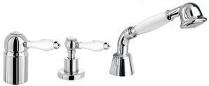 Melrose 71 Three-hole deck-mounted bath mixer with diverter and shower set, without spout - Shower by Fir Italia
