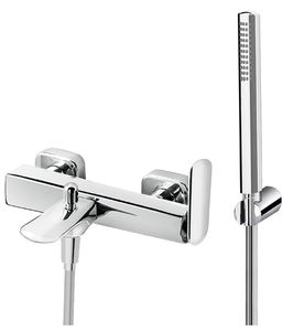 Dynamica 88 Wall-mounted bath mixer with diverter and anti-lime shower set - Shower by Fir Italia