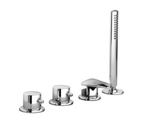 Synergy Open 93 Four-hole deck-mounted bath mixer, with taps for filling the tub and mixer for anti-limescale hand shower - Shower by Fir Italia