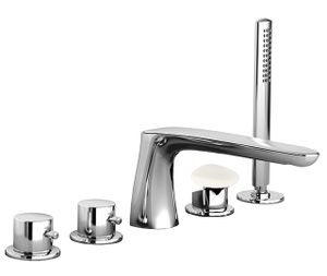 Synergy Stone 95 Five-hole deck-mounted bath mixer, with taps for spout and mixer for anti-limescale hand shower - Shower by Fir Italia