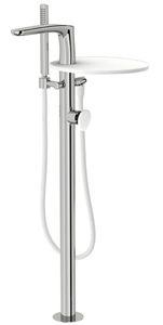 Synergy Stone 95 External part for floor-mounted bath mixer, with mixer for spout,  diverter for anti-limescale hand shower and shelf in ... - Sanitary accessories by Fir Italia