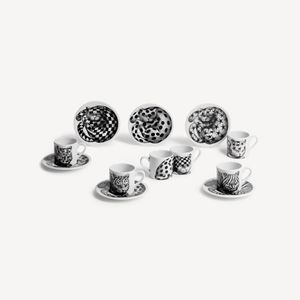 Set of 6 coffee cups High Fidelity black/white - Cabinet by Fornasetti