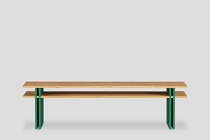 Dual Orta Sehpa Masif Ahşap Meşe, Sabit Raflı - Yeşil - Table by Forni