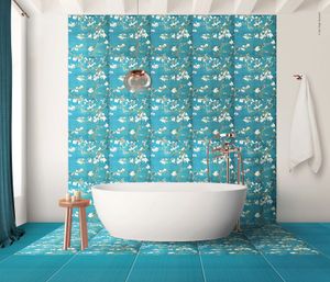 Fiori di Mandorlo Tralcio 53x53cm - Wall tile-stone-brick by FRANCESCO DE MAIO