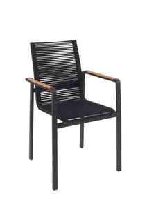 Aruba stacking chair alu black teak armrest - Chair by Gescova