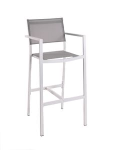 Poniente bar chair alu white textylene grey