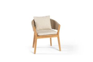 Rose dining chair teak and rope + cushion palido ecru