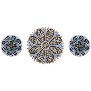 Ceramic wall art circles Suzani #3 Matt blue SET3 - Wall tile-stone-brick by G Vega