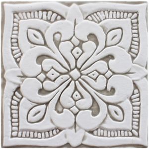 Handmade tile beige white moroccan #4 [15cm/5.9"] - Wall tile-stone-brick by G Vega