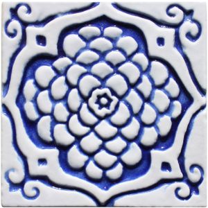 Handmade tile blue white Moroccan #3 [10cm/3.9"] - Wall tile-stone-brick by G Vega
