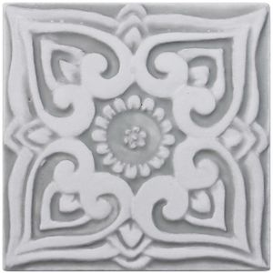 Handmade tile grey mandala #1 [15cm/5.9"] - Wall tile-stone-brick by G Vega