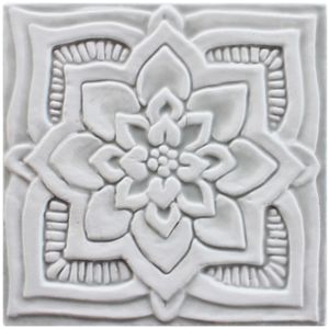 Handmade tile grey mandala #3 [15cm/5.9"] - Wall tile-stone-brick by G Vega