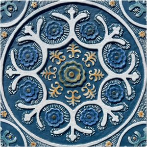 Handmade Tile Teal Suzani #1 [30cm/11.8"] - Wall tile-stone-brick by G Vega
