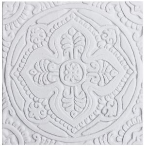 Handmade Tile White Relief Mandala #4 [20cm/7.8"] - Wall tile-stone-brick by G Vega