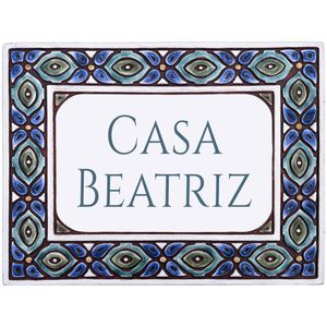 House sign Tapestry (Matt blue) - Wall tile-stone-brick by G Vega