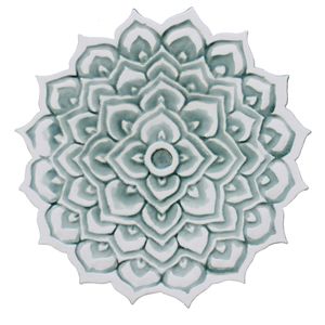 Mandala ceramic wall art #2/R - Aqua [28cm/11"] - Wall tile-stone-brick by G Vega