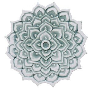 Mandala ceramic wall art #2/R - Aqua [28cm/11"] - Styling by G Vega