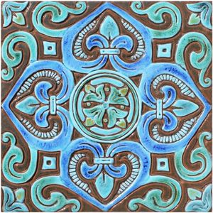 Spanish tile #5 turquoise [30cm/11.8"] - Wall tile-stone-brick by G Vega