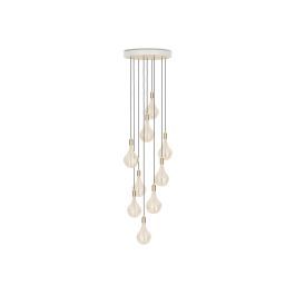 Large White Canopy With 9 Brass Pendants and 9 Voronoi II Bulbs - Ceiling lamp by Heal's