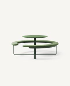 Picnic Round Bench Seating with Table, Standard Height - 71" Diameter - Bench by Hightower