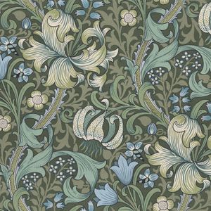 GOLDEN LILY Wallpaper - Verde - Wallpaper by House of Hackney