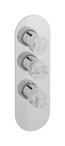 Aqua - 2 ways EUA212CCNMR_1 - External part of thermostatic 2 ways, round plate, vertical, white marble handle - Shower by IB