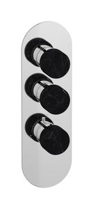 Aqua - 2 ways EUA212CCNMR_2 - External part of thermostatic 2 ways, round plate, vertical,black marble handle - Shower by IB