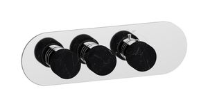 Aqua - 2 ways EUA222CCNMR_2 - External part of thermostatic 2 ways, round plate, horizontal,black marble handle - Shower by IB