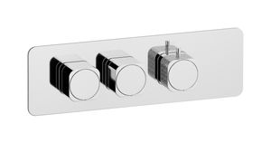 Aqua - 2 ways EUA226CCNEO_2 - External part of thermostatic 2 ways, square plate, horizontal, Coral handle - Shower by IB