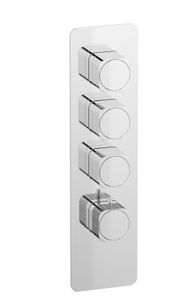 Aqua - 3 ways EUA316CCNEO_2 - External part of thermostatic 3 ways, square plate, vertical, Coral handle - Shower by IB