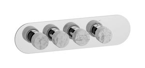 Aqua - 3 ways EUA322CCNMR_1 - External part of thermostatic 3 ways, round plate, horizontal, white marble handle - Shower by IB