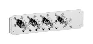 Aqua - 3 ways EUA325CCNHR - External part of thermostatic 3 ways, square plate, horizontal, hermes handle - Shower by IB