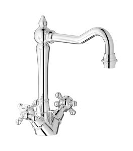 Hermes + Hermes Elle HR205CC - Monohole washbasin mixer with two handles complete with drain - Tap by IB