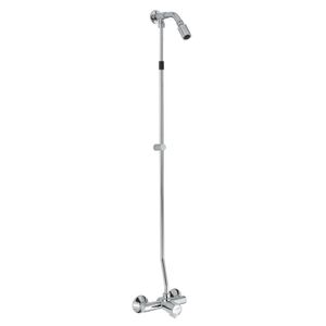 Kit including MODERN series wall mounted self closing shower mixer, shower head 09031/E and connecting pipe - Shower by IDRAL