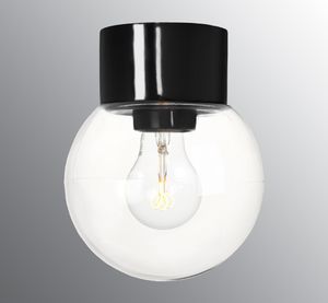 Classic Globe 150 - Clear glass, Black - Wall lamp by Ifö Electric