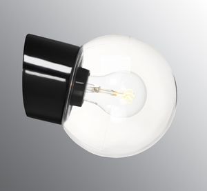 Classic Globe 150 - Clear glass, Black - Wall lamp by Ifö Electric