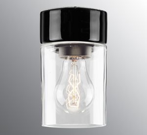 Opus 100/175 Sauna - Clear glass, Black - Wall lamp by Ifö Electric